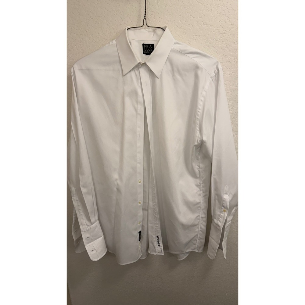 Jos A Bank Signature Collection White Pique Tuxedo Shirt French Cuff 16.5 42 L